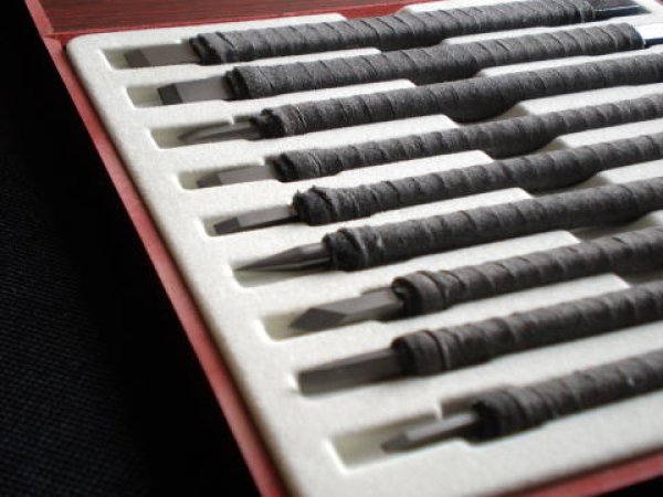 画像2: 印刀 特製硬質合金皮巻9本セット (2)